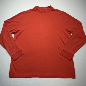 Bugatchi Uomo 100% Pima Cotton Orange Crewneck LS Shirt Large